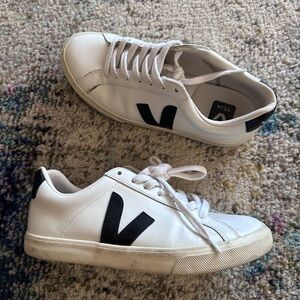 Veja White Sneakers with Black Logo